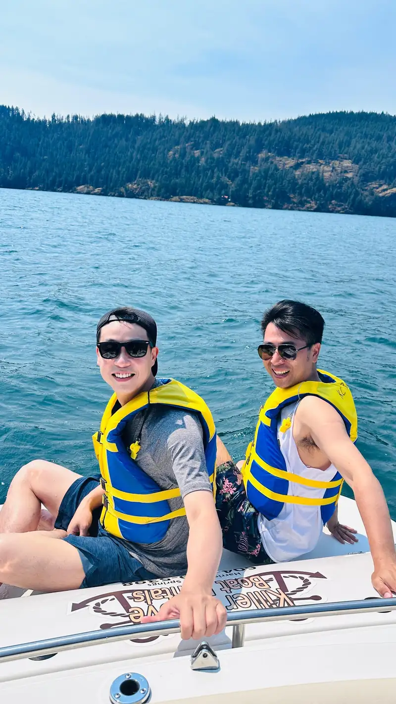 Ken and his brother out on the water